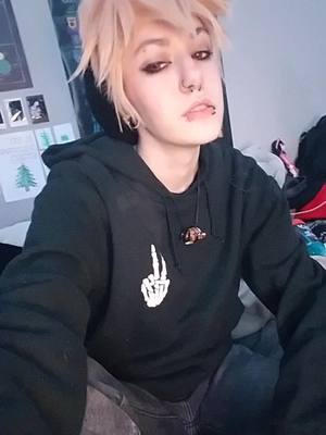 A post by @heyyitsnoname on TikTok caption: *Forgets how long the audio is and lets it go on too long* lol I really need a new wig for him lol but my partner fixed this one up and I'm so happy I finally have a half-decent wig for Bakugou for now! #katsukibakugou #katsuki #bakugou #bnha #mha #dynamight #ua #myheroacademia #bokunoheroacademia 