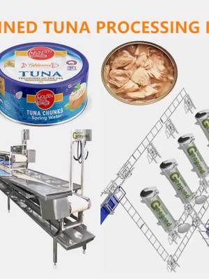 A post by @genyondmachinery on TikTok caption: Full automatic canned fish tuna making machine tuna canning production line #genyond #canning #canned #cannedtuna How is canned tuna made in factory? washing, cooking, cutting, filling, sealing, pasteurization, packing.