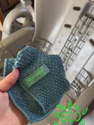 A post by @halie.nichole6 on TikTok caption: Cleaning up the highchair can be a pain but not with Norwex! Its simple, just a cloth and water!! Watch the crumbs cling to it like a magnet! #norwex #norwexconsultant #ecofriendly #counterclothnorwex #nopapertowelswerewasted #noharmfulchemicals #justwater #crumbs #highchair 