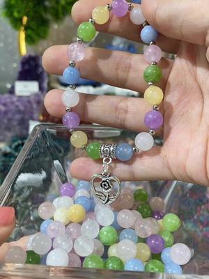 A post by @ef_crystal on TikTok caption: mix crystal bracelet 💕#fyp #crystals #crystalbracelets #pretty #crystaydiy #DIY #bead #beauty #gift #loveyou #energy #peace #natural #💕