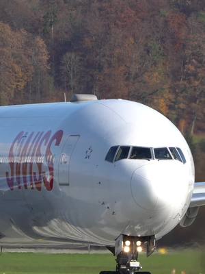 A post by @henry.spotting on TikTok caption: Relax and enjoy the beautiful GE90 sound🤩! Swiss B777 line up for take-off. #plane #airplane #planespotter #avgeek #planepictures #approach #aviation #takeoff #likeforlike #likeforsupport #supportforsupport #b777 #swiss #boeing777 #GE90