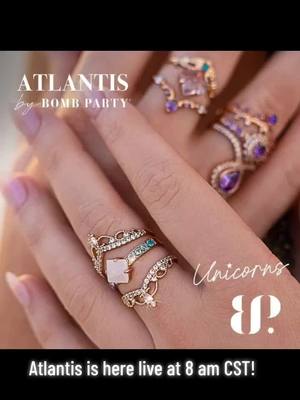 A post by @blingdroppinwithcassie on TikTok caption: atlantis is here ! live tomorrow at 8 am CST #bombpartyjewelry #atlantis #fyp #livereveals #bp