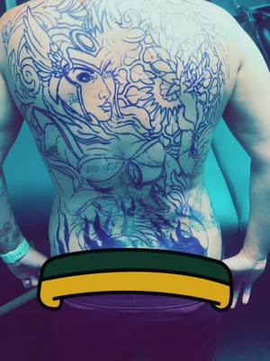 A post by @kbeth007 on TikTok caption: Evolution of the back piece #tattoos #backpiecetattoo #backpieceprogress #tattootherapy #fyp #greersc #persecutedtattoo #bodyart