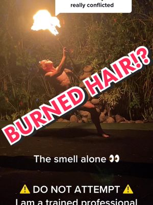 A post by @asuoleafi on TikTok caption: Replying to @Joseph Mother trust me! I know how you feel! ⚠️ DO NOT ATTEMPT ⚠️ I am a trained professional ⚠️ #hair #fire #stunt @Mikaele Oloa 