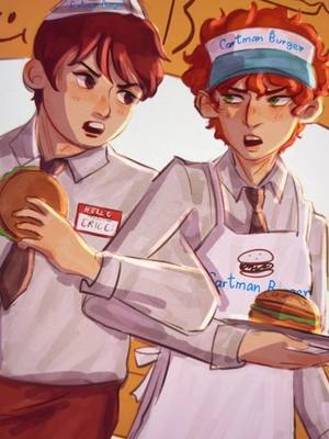 A post by @sisalrian on TikTok caption: unstoppable force vs immovable object = recipe for frenemies (and assburgers) #kylebroflovski #ericcartman #southpark #southparkedit #southparkfanart #fanart #art #myart 