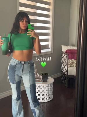 A post by @itsevette on TikTok caption: whipping these kicks out for the sunny day💚☀️@Nike #fyp #greenfit #viral #newshoes #nikeairforce1 #taurusseason #grwm 