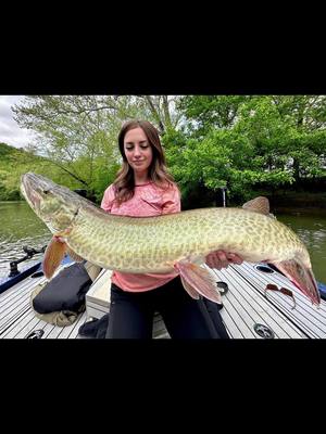 A post by @alliebrooke_x on TikTok caption: Me… fighting for my life #muskyfishing #girlswhofish #fyp