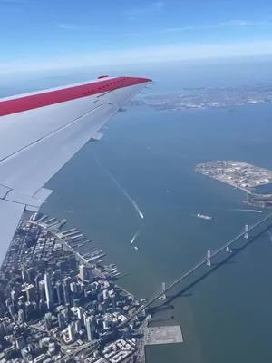 A post by @aerolinea.22 on TikTok caption: #JSX #airliners #aviones #takeoff #sanfrancisco #baybridge #airplanes #embraer 