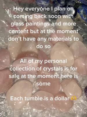 A post by @ackermansarecool on TikTok caption: Would appreciate the help a lot so i can come back and staft making content again🥲🥲 if not i still appreciate your presence 🖤 #crystals #crystalshop #crystalsoftiktok #crystal #fyp #cheapcrystals #rosequartz #amethyst #aventurine