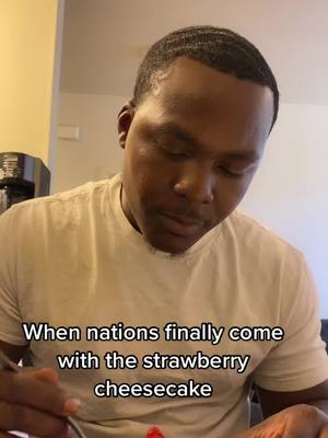 A post by @kinglou47 on TikTok caption: That strawberry cheesecake just hit different #nations #cheesecake #food #Foodie 