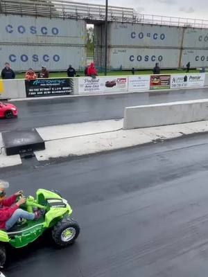 A post by @matthewl.taus on TikTok caption: First race of the season. #dragracing #teachemyoung #powerwheels 