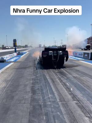 A post by @dalecreasyracing on TikTok caption: Not how we wanted the weekend to end but happy to be back racing in Chicago #fyp #nhra #nhradragracing #funnycar #dodge #fire #explosion #route66 #joliet 