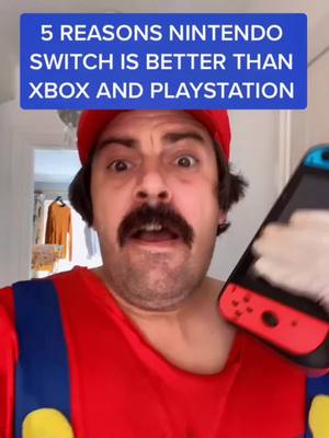 A post by @toolitmario on TikTok caption: 5 REASONS NINTENDO SWITCH IS BETTER THAN PS5 AND SEGGSYBOX #fyp #foryoupage #superlitmario #supermario #nintendo #ps5 #xbox