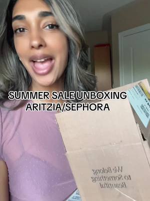 A post by @rafiah.ali on TikTok caption: Unbox with me!! #aritzia #aritziahaul #aritziaoutfits #hotgirlsummer #fashion #europetraveltips #sephora #beauty