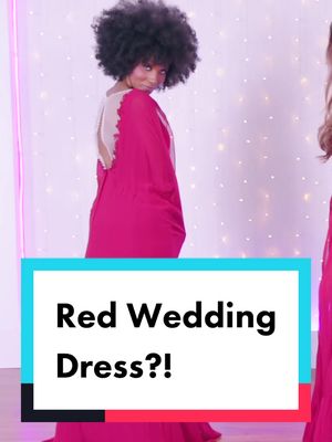 A post by @clevver on TikTok caption: Would you get married in a red dress?? 👰‍♀️💍 #jjshouse #weddingtiktok #wedding 