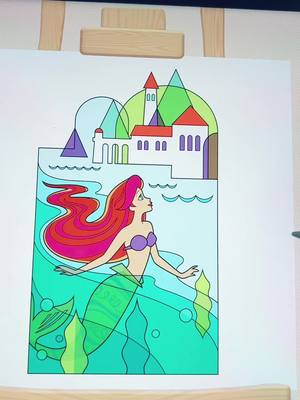 A post by @livingwithlane on TikTok caption: New Little Mermaid Coloring Pages! Loving the abstract vibes going on! 🧜🏻‍♀️🐠 #coloring #mermaid #ariel #littlemermaid #satisfying #disney 