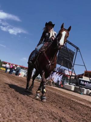 A post by @bayleigh_choate11 on TikTok caption: Dash and I are back in canada and he started our summer run off strong currently sitting thrid in Grand Prairie!! So happy to be back we sure did miss our canada family!!! #bayleighchoate #barrelbarbie #foryou #trending #barrelracing #hailtobefamous #barrelhorse #canada #wpra #cpra #prca #barrelhorse #fyp #dash 