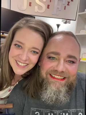 A post by @jetsetfizz on TikTok caption: There’s no make over like a hubby BP makeover!!! Should we do this again?!? #bp #jewerly #makeup #trending