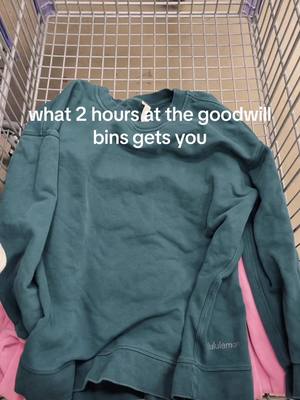 A post by @thingsblessedco on TikTok caption: the lulu crewneck 🔥 #thrifting #thrifthaul #binshaul #bins #goodwilloutlet #forsale #shopping #shoppinghaul