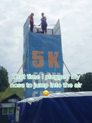 A post by @daniellerrose on TikTok caption: In my defence, I faced my fear of free heights that day lol! #foamfest2015 #foamfest #fearofheights #freejump #ottawa