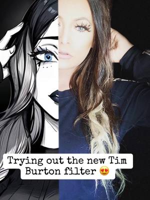 A post by @becky_mae on TikTok caption: #CapCut #TimBurton #timburtonfilter #ai 