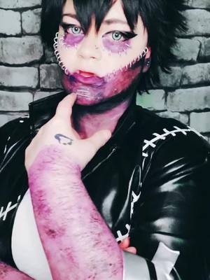 A post by @bl00dy.stray on TikTok caption: #makeup #bokunoheroacademia #myheroacademia #straycity #mha #bnha #facepaint #dabi #leagueofvillains #touya #sfx #sfxmakeup 