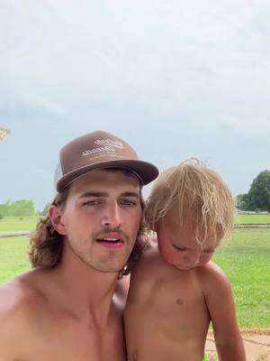 A post by @meetthehamiltons on TikTok caption: Me and ryder getting into trouble while moms gone #family #dad #FathersDay #relatable #country 