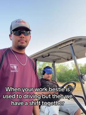 A post by @martinsauceda on TikTok caption: I’M the driver… know your place 🤠👍🏼 #golftiktok #golfcoursemaintenance #golfcourseworker #fyp #fypp #work #workbestie #golfcart