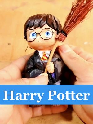 A post by @woodcarving.amateur on TikTok caption: Harry potter is coming! Click and go to my homepage! #harrypotter #woodendolls #traditionalskills #fypp 