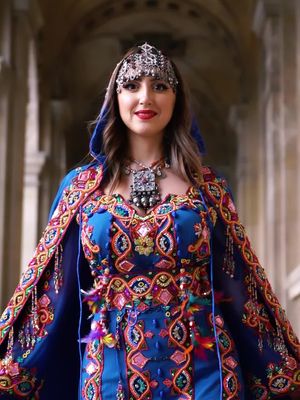 A post by @cylia_medjane on TikTok caption: Fière de mes origines ♓️ Retrouver cette robe en location, accompagné de ses bijoux Kabyle. Ici en France 🇫🇷  Pour plus d’informations, merci de me contacter sur WhatsApp  0745516146📞