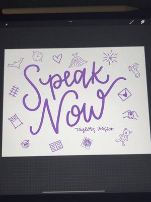 A post by @kcoxdesign on TikTok caption: I dont think the clock could be moving ANY SLOWER 😭 i just want midnight and Speak Now Taylors Version to be released 💜😭 enjoy this little doodle i made while im sitting here.... patiently.... waiting for midnight 💜 which song doodle do you like best?? Let me know in the comments 🤪 #taylorswift #taylorsversion #speaknow #speaknowtaylorsversion #fyp #foryou #foryoupage #ts #taylorswifterastour #taylorswiftedit @Taylor Swift @Taylor Nation 