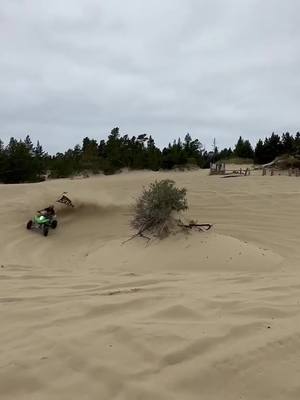 A post by @nismojames on TikTok caption: Oregon Dunes 🤘🏻#lgb #letsgobrandon #oregon #sanddunes #coosbay #kawasaki #kfx450r #quads #sand #quad 