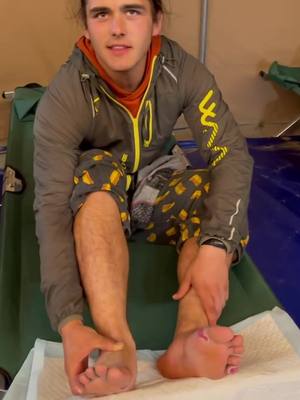 A post by @charliegillespiemedia on TikTok caption: @Charlie Gillespie losing lots of skin with major #blisters on a #hike eith #hmds in the #icadesert #charliegillespie #foryoupage #fyp