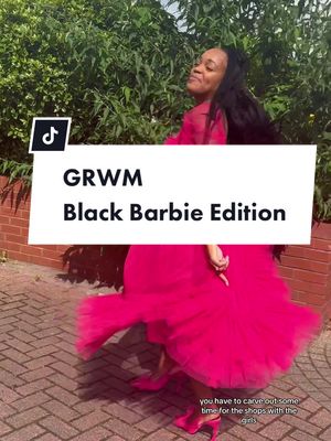 A post by @jessica_grizzle on TikTok caption: GRWM Black Barbie Edition 🩷💫👛💅🏽 #grizzlegirl #blackbarbie #grwm #barbie #barbiepremiere 