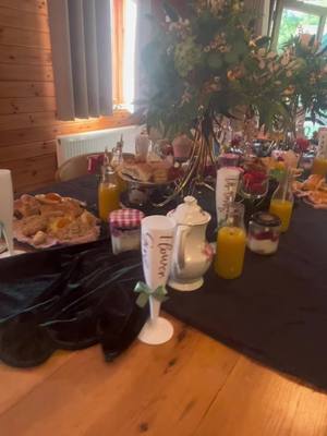 A post by @charlie77230 on TikTok caption: #thevillagecakerychristchurch what an amazing wedding morning set up! All the food was beyond amazing! @The Village Cakery 