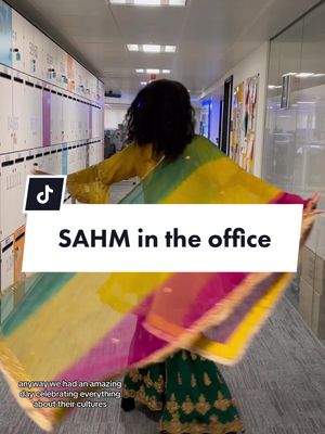 A post by @jessica_grizzle on TikTok caption: The day my colleagues got us to celebrate South Asian Heritage Month (SAHM) at the office ✌🏽💫 #sahm #sahmtok #officelife #myofficeisbetterthanyours 