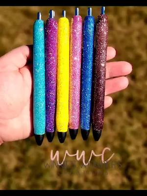 A post by @winnieswonderscreations on TikTok caption: #onthisday Not much has changed but my pens are not so thick now haha #2021 #glitterpens #epoxypens #customepoxypens #personalizedpens