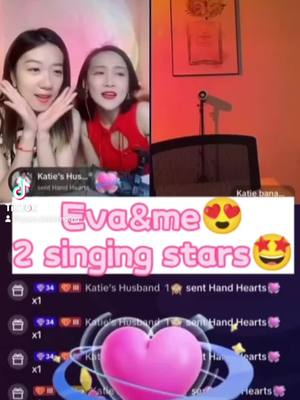 A post by @omg_katie_tingting on TikTok caption: La la la…🎶🎶🎶 Eva, me and a lonely chair🪑😁 @Eva #vibes #singing #amazingmoments 