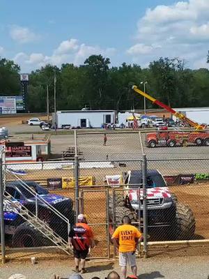 A post by @militarybase.ly on TikTok caption: #hagerstownmaryland #hagerstownspeedway #monstertruckinvasion #fyp #trending #viral 