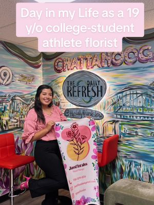 A post by @jassfloralss on TikTok caption: Be on the news with me!!! This was such a surreal and awesome moment! So so so incredibly grateful for this opportunity! 💐✨  If you werent able to watch us live, you can go onto The Daily Refresh Website and view our segment! 📺  @The Daily Refresh #jesus #SmallBusiness #news #grwm #florist #adayinthelife #adayinthelifeofasmallbusinessowner #latinaownedbusiness #floristsoftiktok #flowers #localnews #calhoun #chattanooga  #smallbusinesscheck