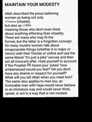 A post by @truthfulcompanion on TikTok caption: #modest #islamicreminder #hijab #muslimtiktok #muslims #halal #haram #joke #islamicknowledge 