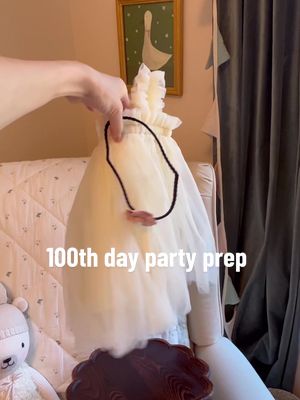 A post by @cafejenn on TikTok caption: slowly prepping for baby girl’s 100th day🎀  #100thday #백일잔치 #백일 #korean #celebration #firsttimemama #momlife #partyprep #family #motherhood