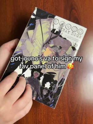 A post by @poes.poems on TikTok caption: he said "oh no, my boy ☹️" when i opened the page 😭 || him and the other voice actors i met were so nice ^^ #adammcarthur#jounosaigiku#bsd