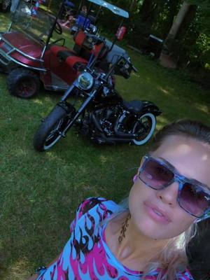 A post by @m_benz_flss on TikTok caption: #bikerally #hogfest #softailslims #bikerchick #totallyrad 