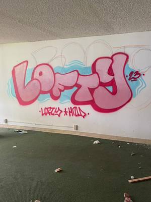 A post by @loftysforthepeople on TikTok caption: Haha… #graf #graff #graffiti #graffitiart #graffitibombing #graffititag #graffititagging #graffitiforyou #graffitimansion #tagging #throwie #rustoleum #graffitiletters #grafftagging #grafftok #graffitiartist 