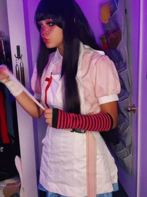 A post by @__.chaos on TikTok caption: bandage wrap😊#pov #foryou #blackcosplayer #danganronpacosplay #mikantsumikicosplay #mikantsumiki #mikancosplay #dr1cosplay 