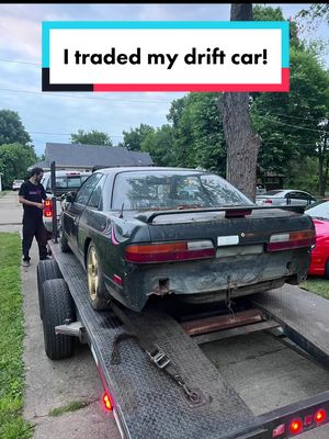 A post by @nostyle_ken on TikTok caption: Do you guys think it was a good trade? Also shout out to @itsjustkyle.jp for doing the trade and turning my old car into a sick comp car#greenscreen #driftcar #180sx #240sx 