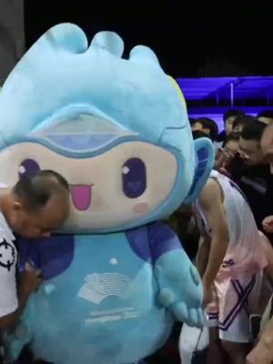 A post by @hangzhouflavor on TikTok caption: The #Hangzhou#AsianGames #mascots are igniting excitement at the rural #basketball league, turning up the heat with their cheers. #GoMascotsGo #sports #fall #autumn #playbasketball