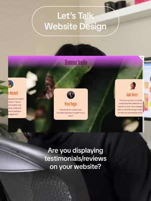 A post by @ on TikTok caption: How important are testimonials to you & your brand? #latinawebsitedesigner #womanownedbusiness #squarespacedesigner #latinadesigner #wocownedbusiness