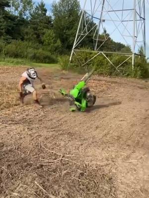 A post by @ab_3399 on TikTok caption: Some fender snapping action✅ @codyratt12 @George Cani #pitbikes #klx110 #crf110 #kawasaki #honda #dirtbikes #fyp 